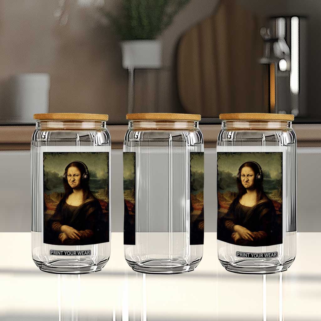 Funny Mona Lisa Bass Face Music Lovers DJs Glass Can