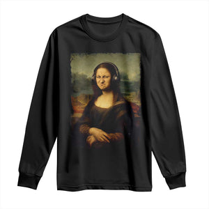 Funny Mona Lisa Bass Face Music Lovers DJs Long Sleeve Shirt