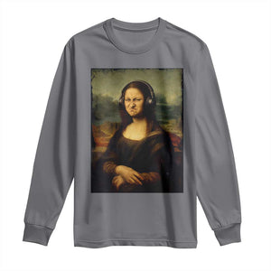 Funny Mona Lisa Bass Face Music Lovers DJs Long Sleeve Shirt