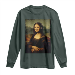 Funny Mona Lisa Bass Face Music Lovers DJs Long Sleeve Shirt