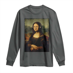 Funny Mona Lisa Bass Face Music Lovers DJs Long Sleeve Shirt