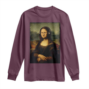 Funny Mona Lisa Bass Face Music Lovers DJs Long Sleeve Shirt