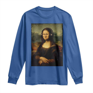 Funny Mona Lisa Bass Face Music Lovers DJs Long Sleeve Shirt