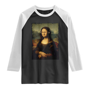 Funny Mona Lisa Bass Face Music Lovers DJs Raglan Shirt