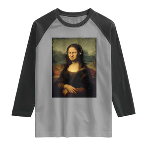 Funny Mona Lisa Bass Face Music Lovers DJs Raglan Shirt