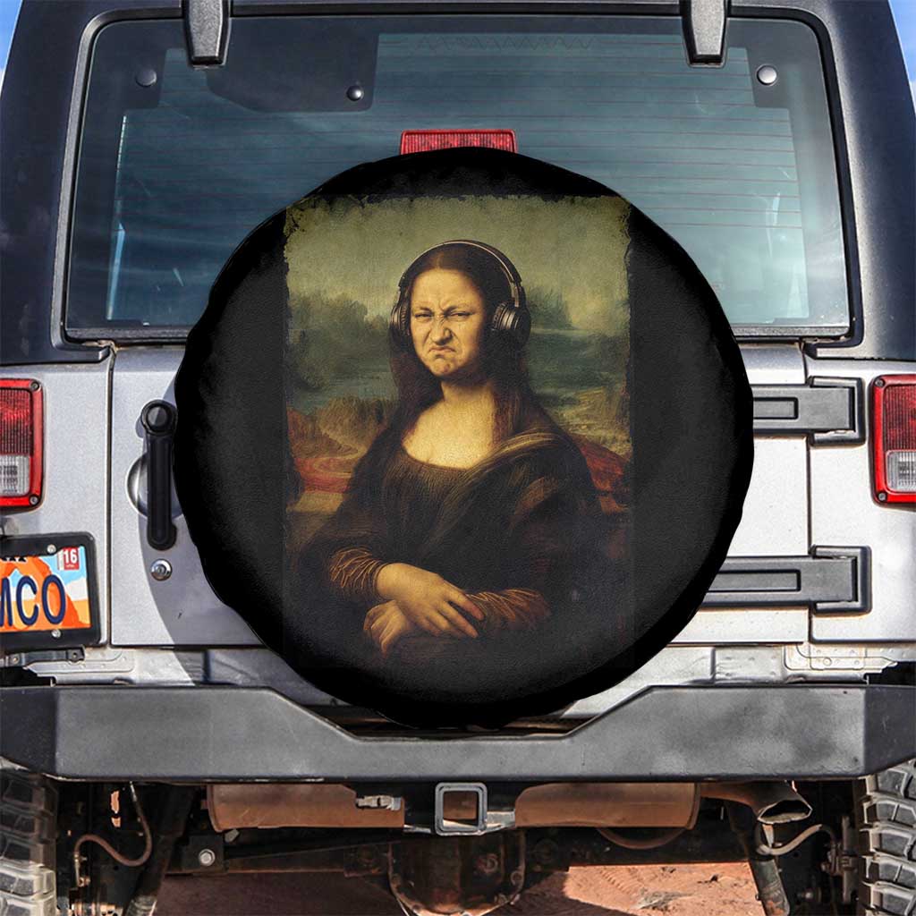 Funny Mona Lisa Bass Face Music Lovers DJs Spare Tire Cover