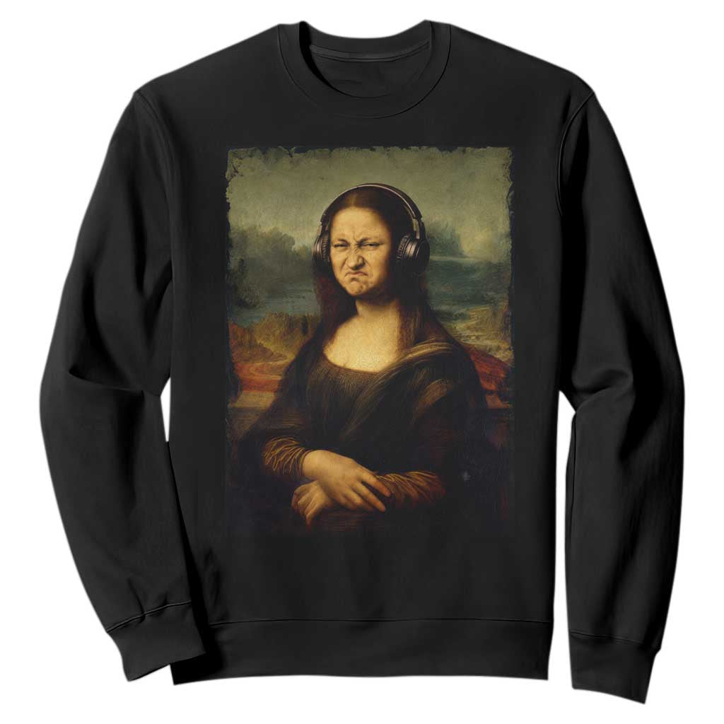 Funny Mona Lisa Bass Face Music Lovers DJs Sweatshirt