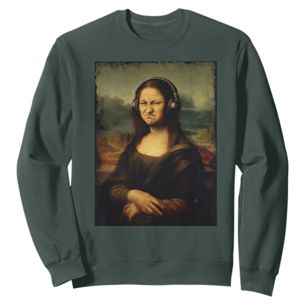 Funny Mona Lisa Bass Face Music Lovers DJs Sweatshirt