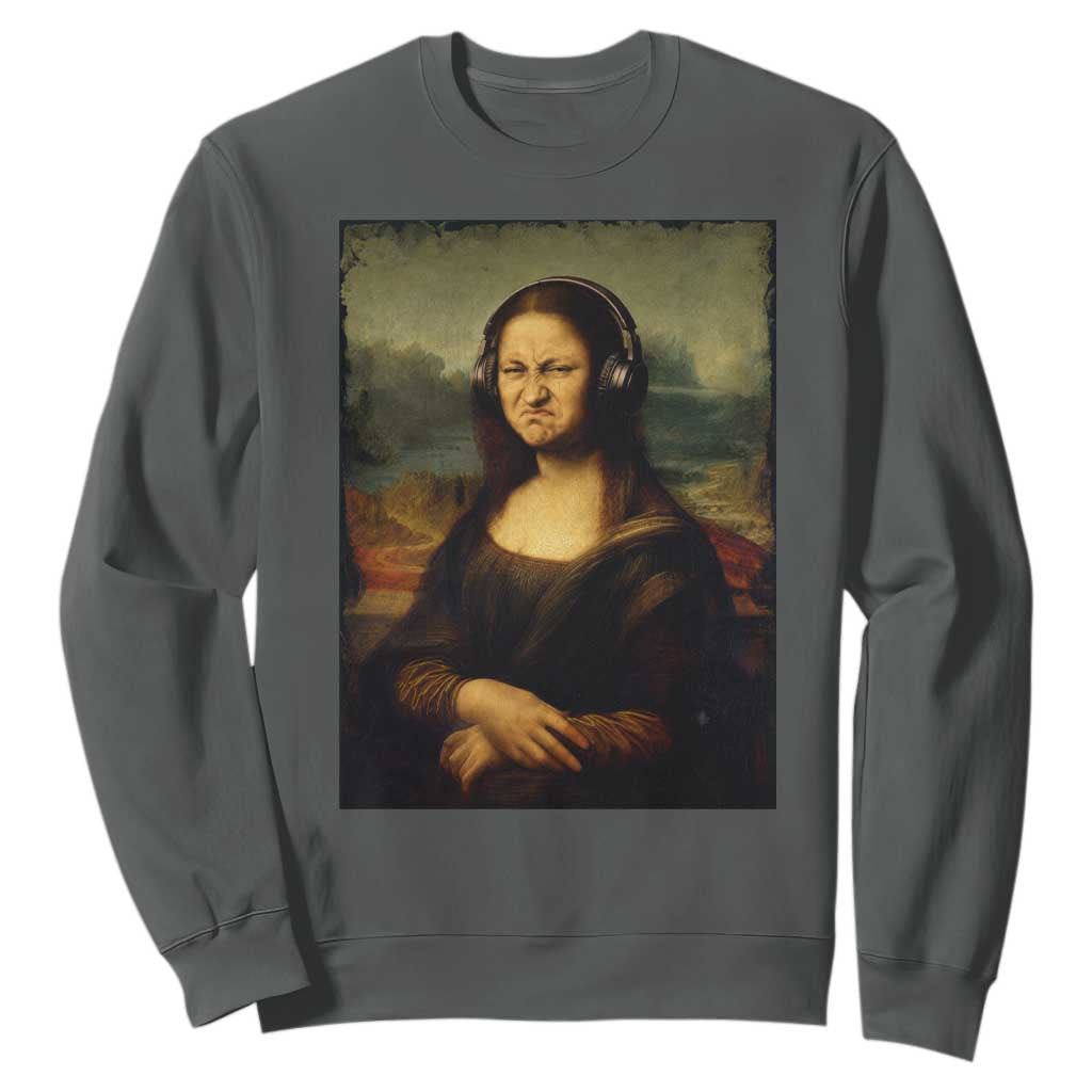 Funny Mona Lisa Bass Face Music Lovers DJs Sweatshirt
