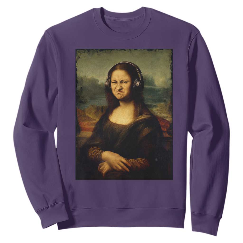 Funny Mona Lisa Bass Face Music Lovers DJs Sweatshirt