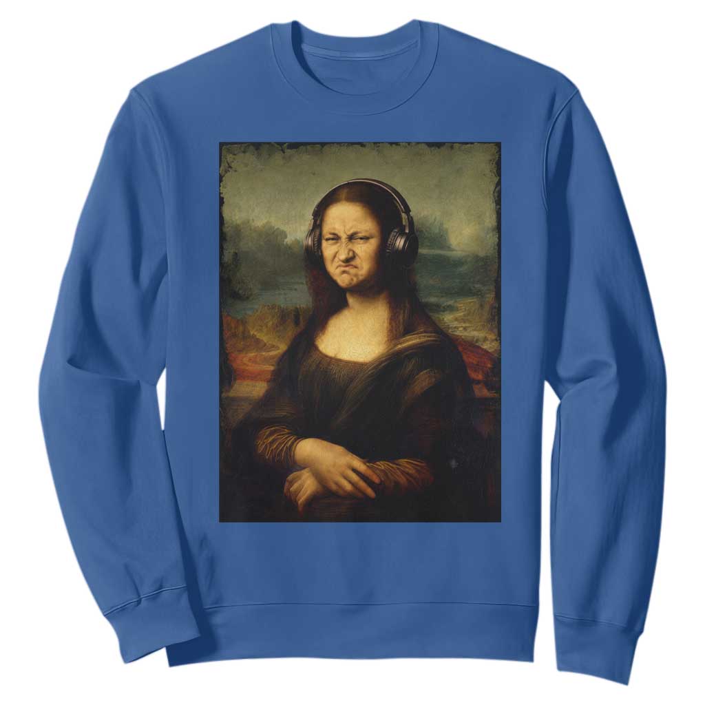 Funny Mona Lisa Bass Face Music Lovers DJs Sweatshirt