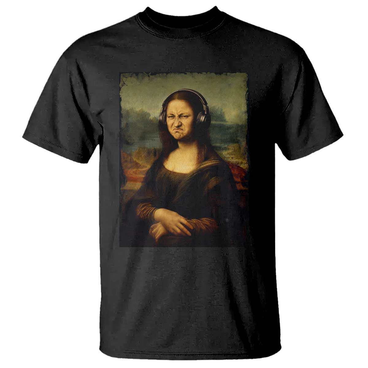 Funny Mona Lisa Bass Face Music Lovers DJs T Shirt