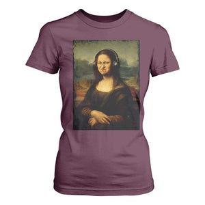 Funny Mona Lisa Bass Face Music Lovers DJs T Shirt For Women