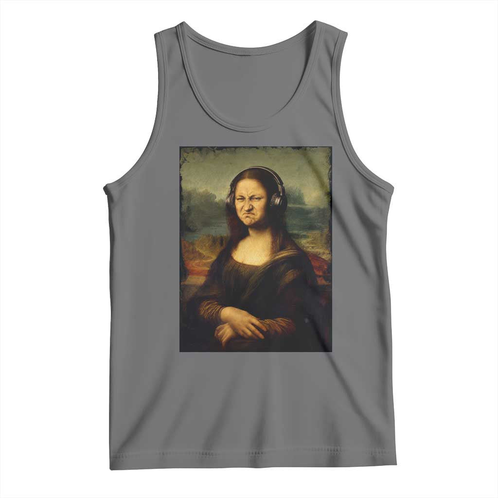Funny Mona Lisa Bass Face Music Lovers DJs Tank Top