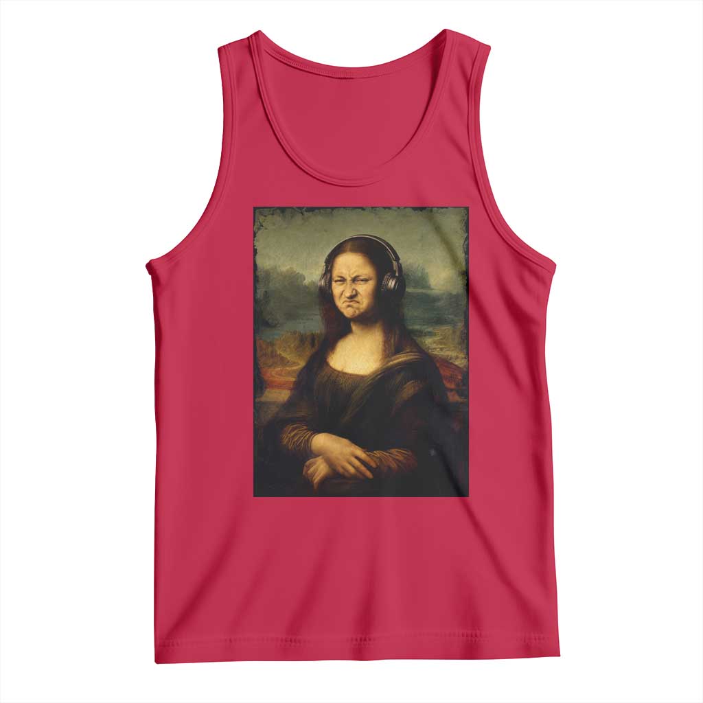 Funny Mona Lisa Bass Face Music Lovers DJs Tank Top