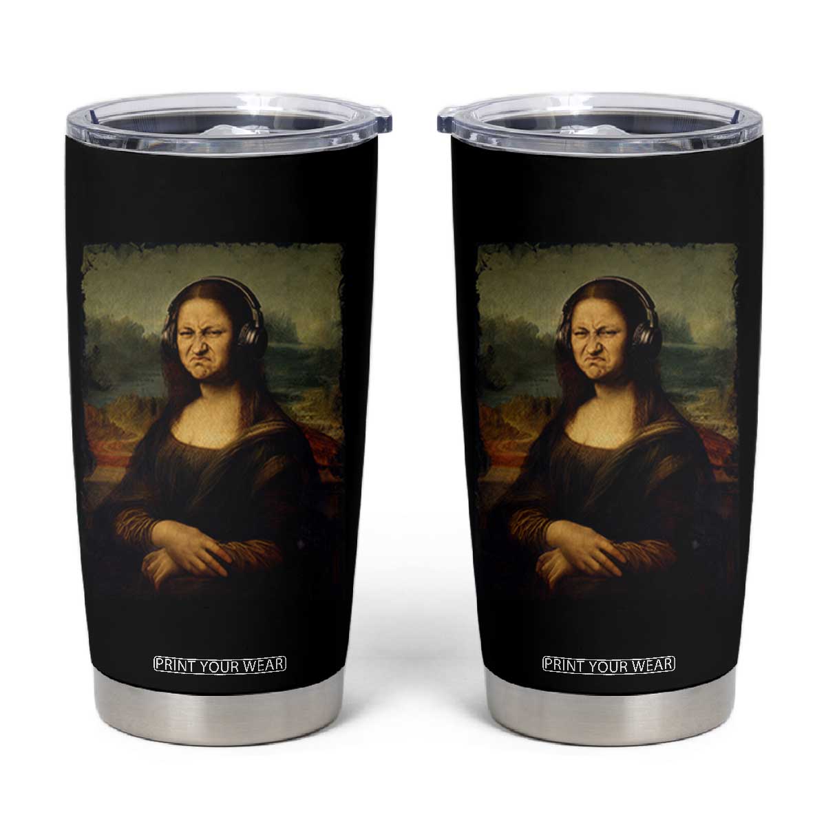 Funny Mona Lisa Bass Face Music Lovers DJs Tumbler Cup TS11 Black Print Your Wear