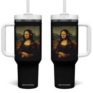 Funny Mona Lisa Bass Face Music Lovers DJs Tumbler With Handle