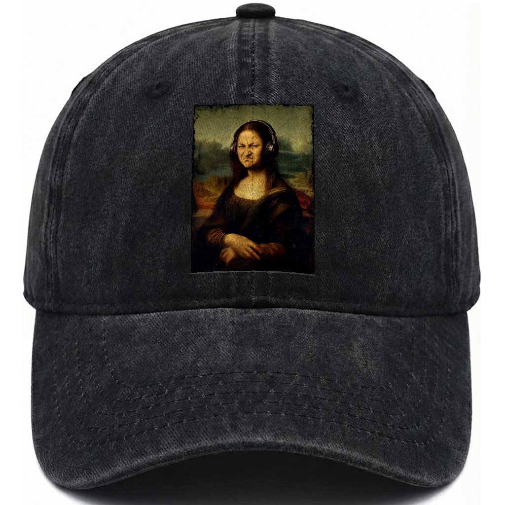 Funny Mona Lisa Bass Face Music Lovers DJs Washed Cotton Baseball Cap TS11 Print Your Wear