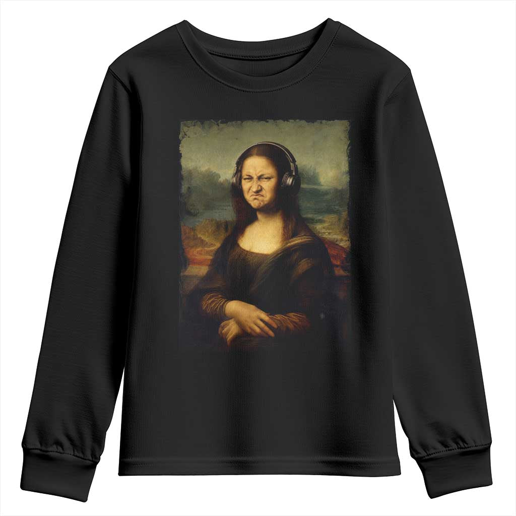 Funny Mona Lisa Bass Face Music Lovers DJs Youth Sweatshirt