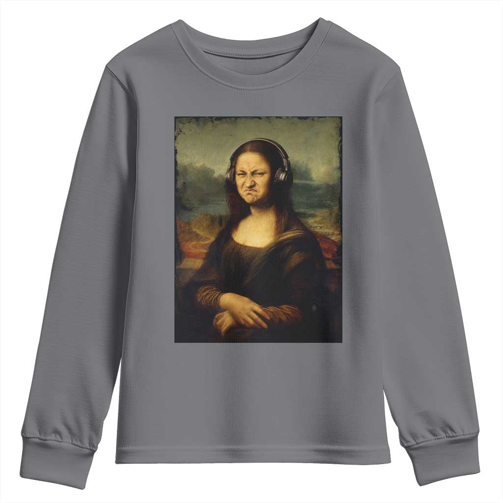 Funny Mona Lisa Bass Face Music Lovers DJs Youth Sweatshirt