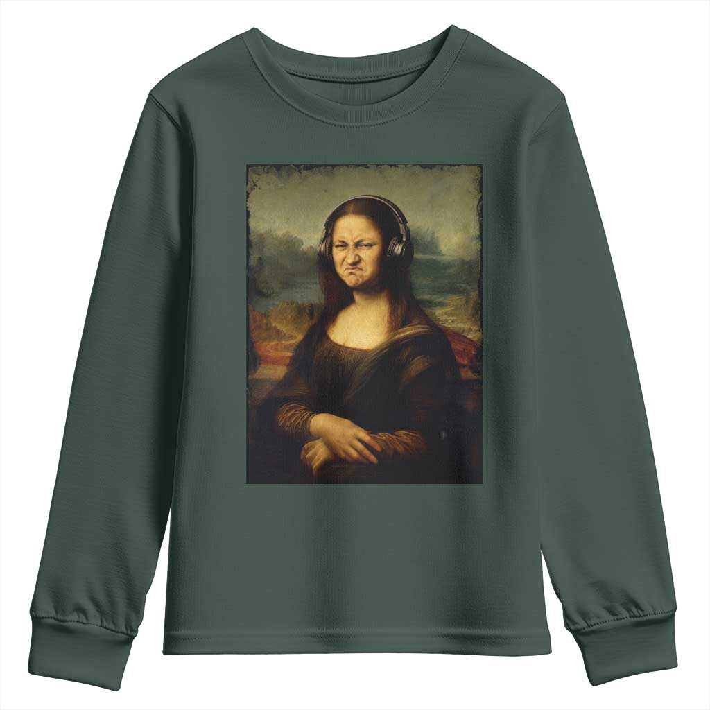 Funny Mona Lisa Bass Face Music Lovers DJs Youth Sweatshirt