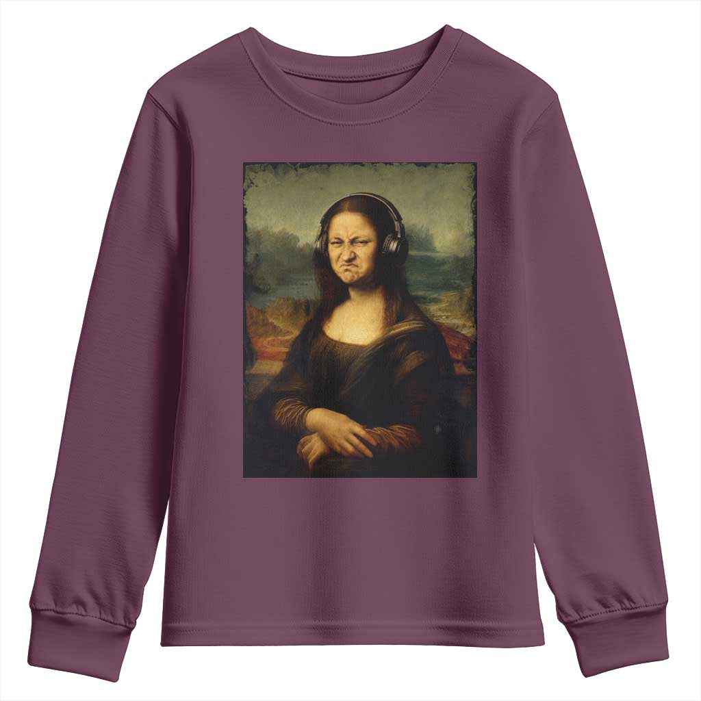 Funny Mona Lisa Bass Face Music Lovers DJs Youth Sweatshirt