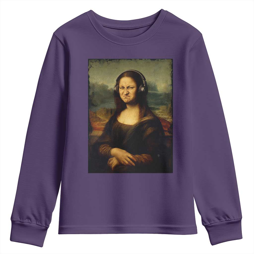 Funny Mona Lisa Bass Face Music Lovers DJs Youth Sweatshirt