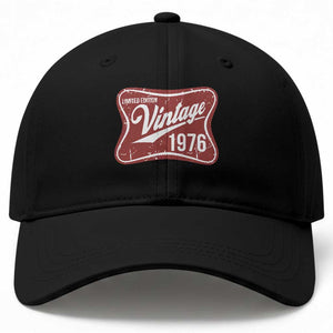 50th Birthday Beer Lover Vintage 1976 Limited Edition Baseball Cap Red Metal Beer Soft Sign Graphic