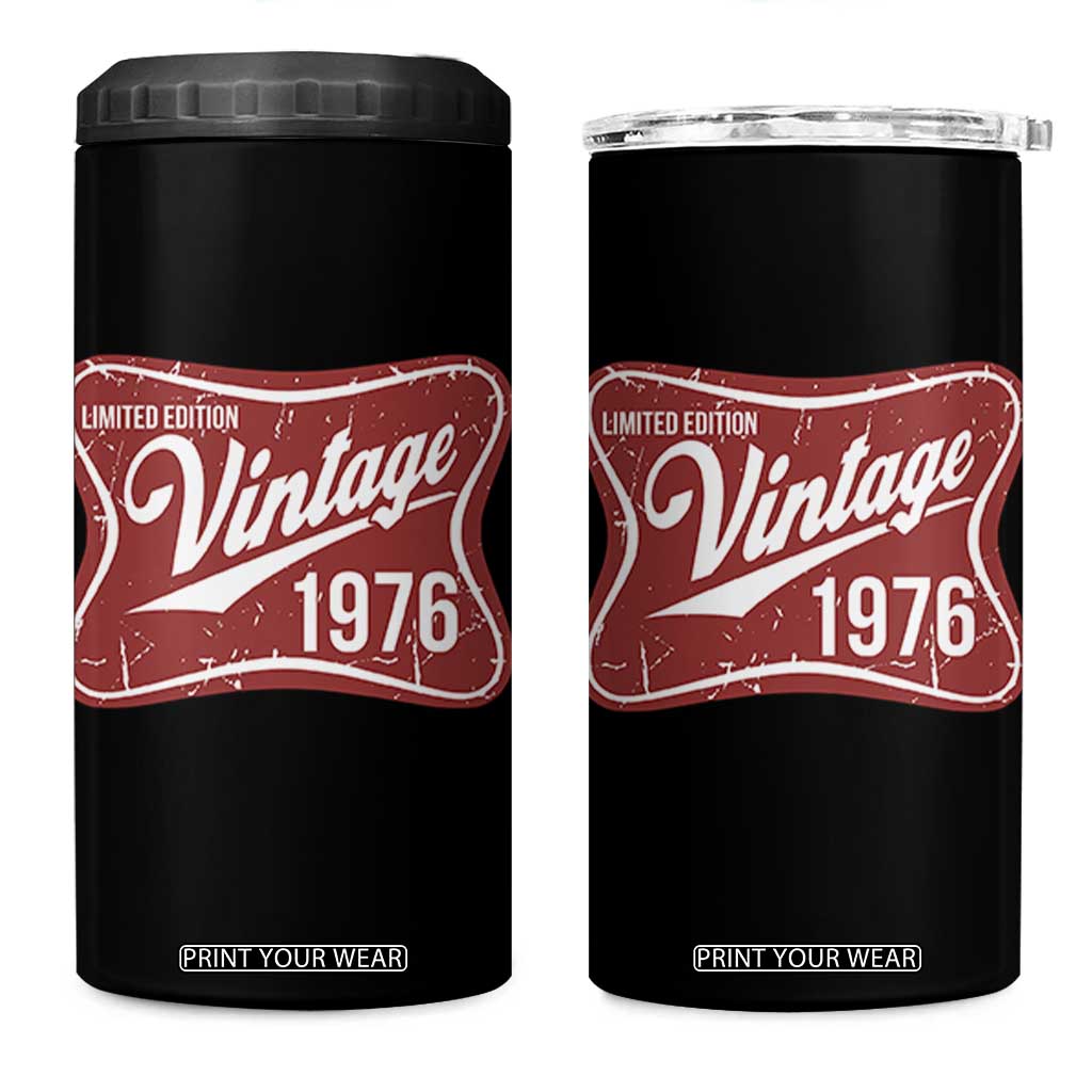 50th Birthday Beer Lover Vintage 1976 Limited Edition 4 in 1 Can Cooler Tumbler Red Metal Beer Soft Sign Graphic