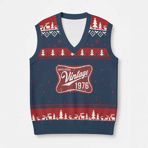 50th Birthday Beer Lover Vintage 1976 Limited Edition V-Neck Knit Sweater Vest Red Metal Beer Soft Sign Graphic