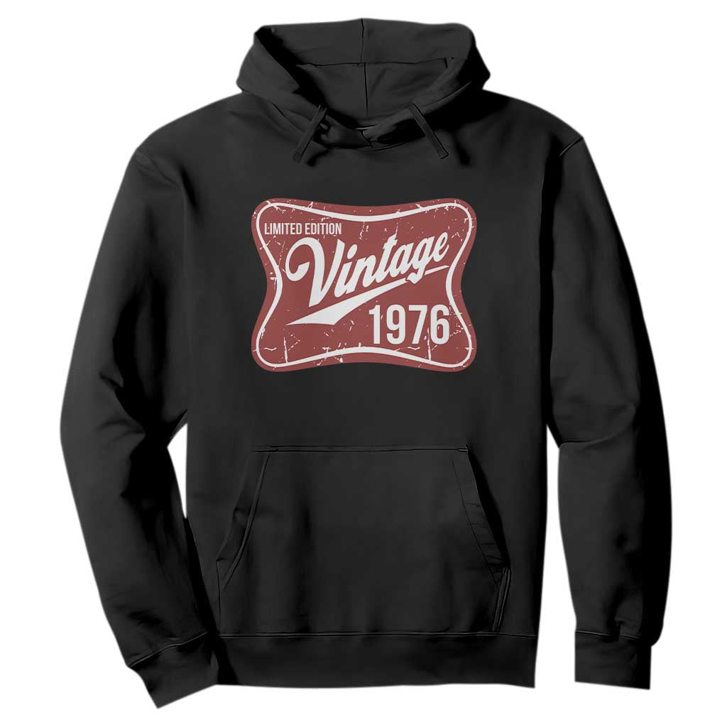 50th Birthday Beer Lover Vintage 1976 Limited Edition Hoodie Red Metal Beer Soft Sign Graphic TS11 Black Print Your Wear