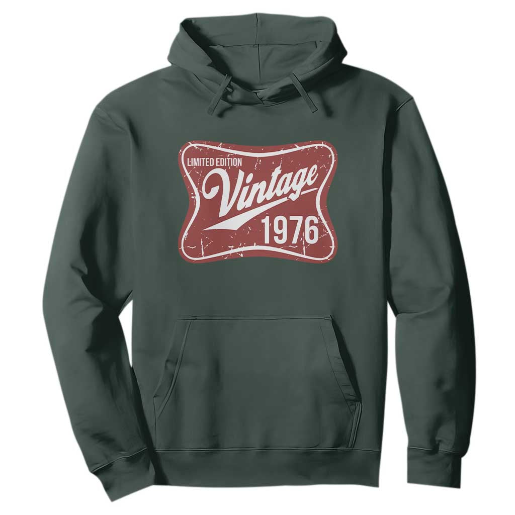 50th Birthday Beer Lover Vintage 1976 Limited Edition Hoodie Red Metal Beer Soft Sign Graphic