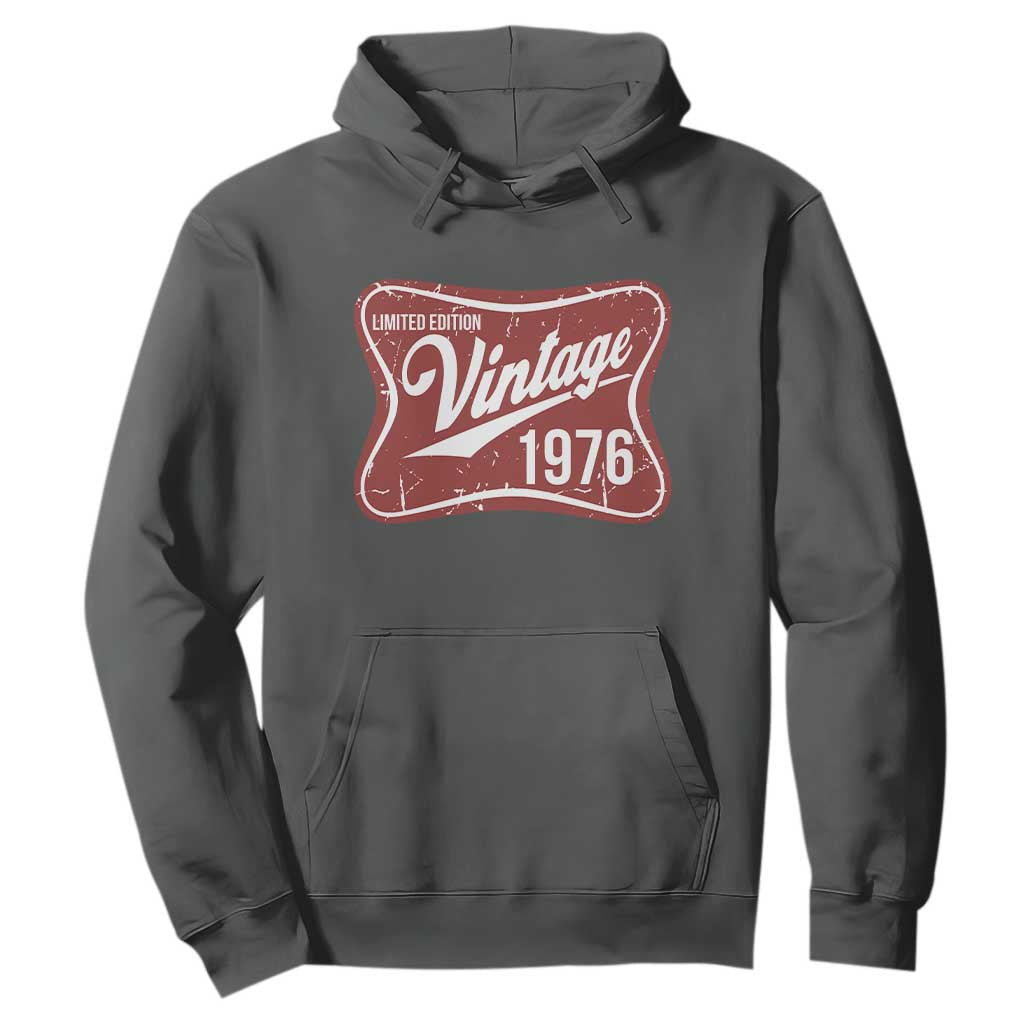 50th Birthday Beer Lover Vintage 1976 Limited Edition Hoodie Red Metal Beer Soft Sign Graphic
