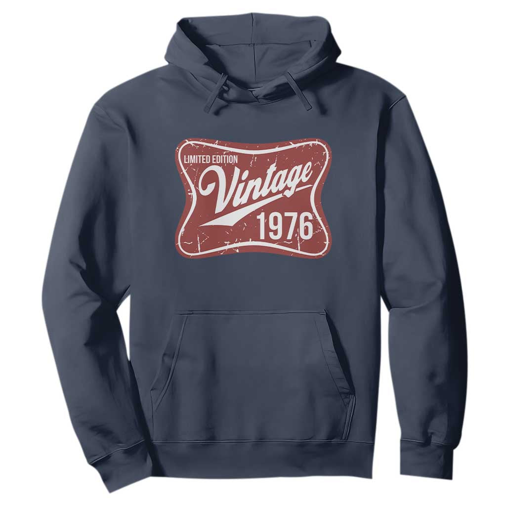 50th Birthday Beer Lover Vintage 1976 Limited Edition Hoodie Red Metal Beer Soft Sign Graphic