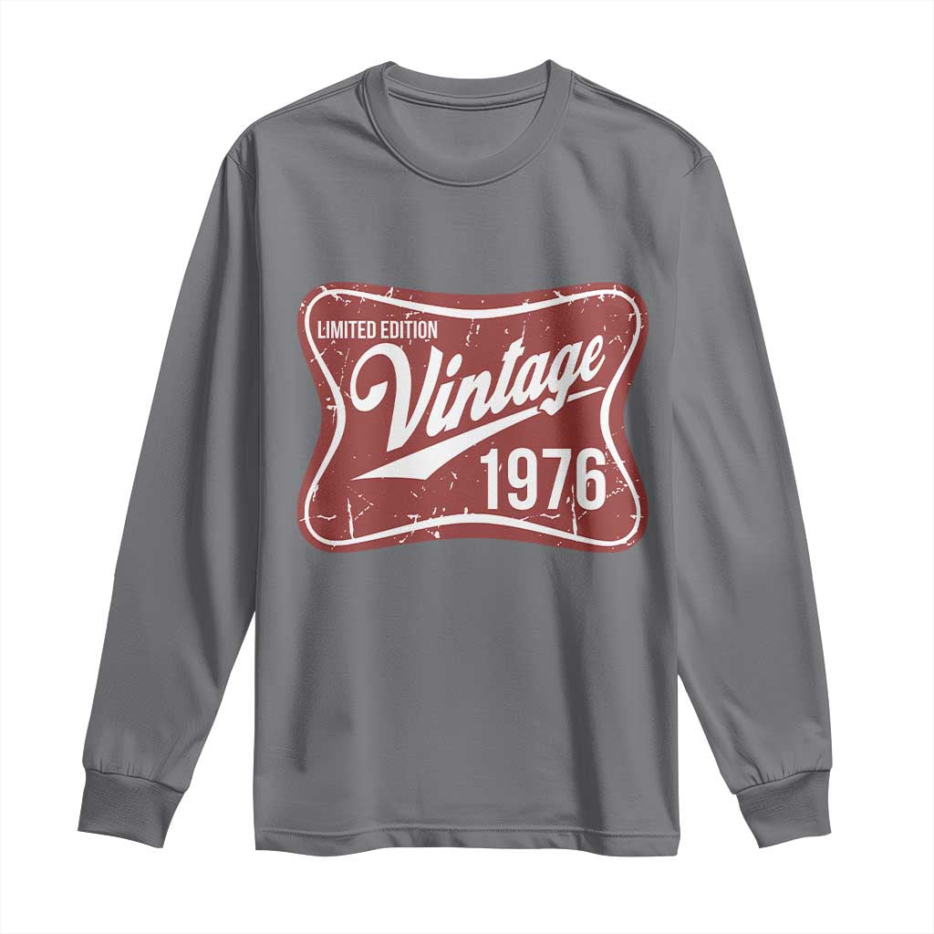 50th Birthday Beer Lover Vintage 1976 Limited Edition Long Sleeve Shirt Red Metal Beer Soft Sign Graphic