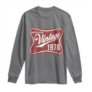 50th Birthday Beer Lover Vintage 1976 Limited Edition Long Sleeve Shirt Red Metal Beer Soft Sign Graphic