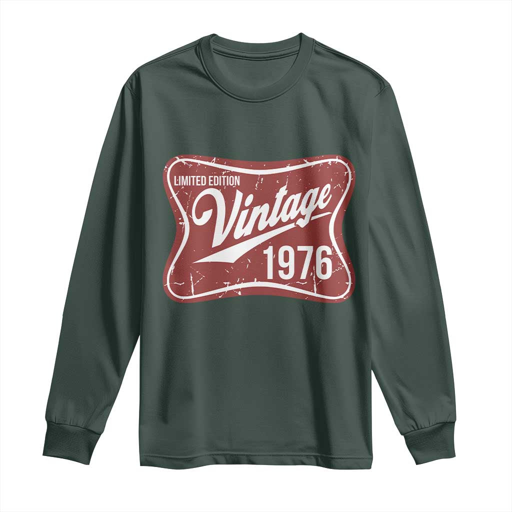 50th Birthday Beer Lover Vintage 1976 Limited Edition Long Sleeve Shirt Red Metal Beer Soft Sign Graphic