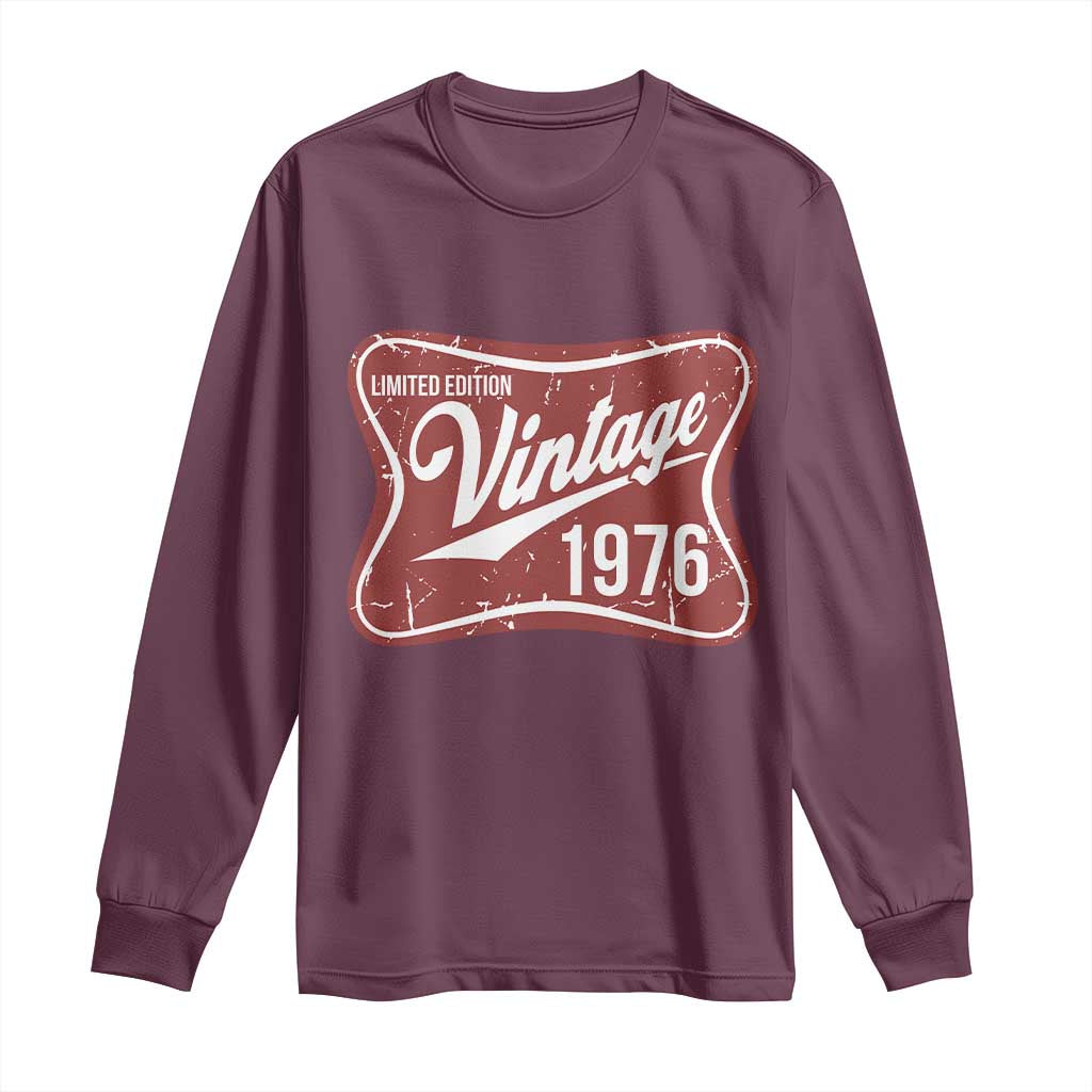 50th Birthday Beer Lover Vintage 1976 Limited Edition Long Sleeve Shirt Red Metal Beer Soft Sign Graphic