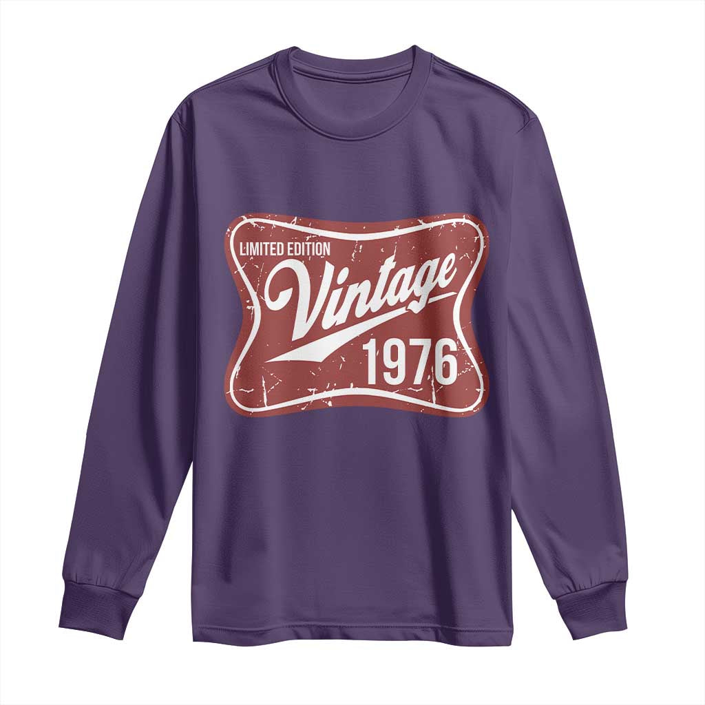 50th Birthday Beer Lover Vintage 1976 Limited Edition Long Sleeve Shirt Red Metal Beer Soft Sign Graphic