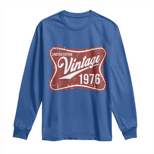 50th Birthday Beer Lover Vintage 1976 Limited Edition Long Sleeve Shirt Red Metal Beer Soft Sign Graphic