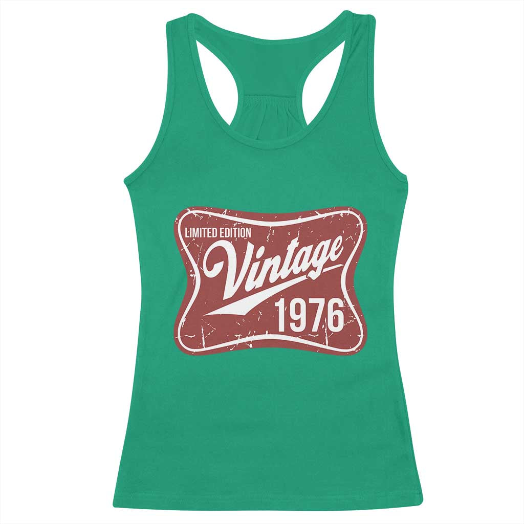 50th Birthday Beer Lover Vintage 1976 Limited Edition Racerback Tank Top Red Metal Beer Soft Sign Graphic