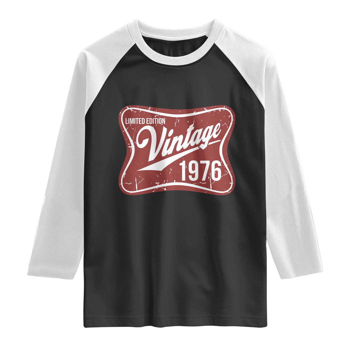 50th Birthday Beer Lover Vintage 1976 Limited Edition Raglan Shirt Red Metal Beer Soft Sign Graphic