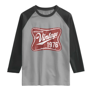 50th Birthday Beer Lover Vintage 1976 Limited Edition Raglan Shirt Red Metal Beer Soft Sign Graphic