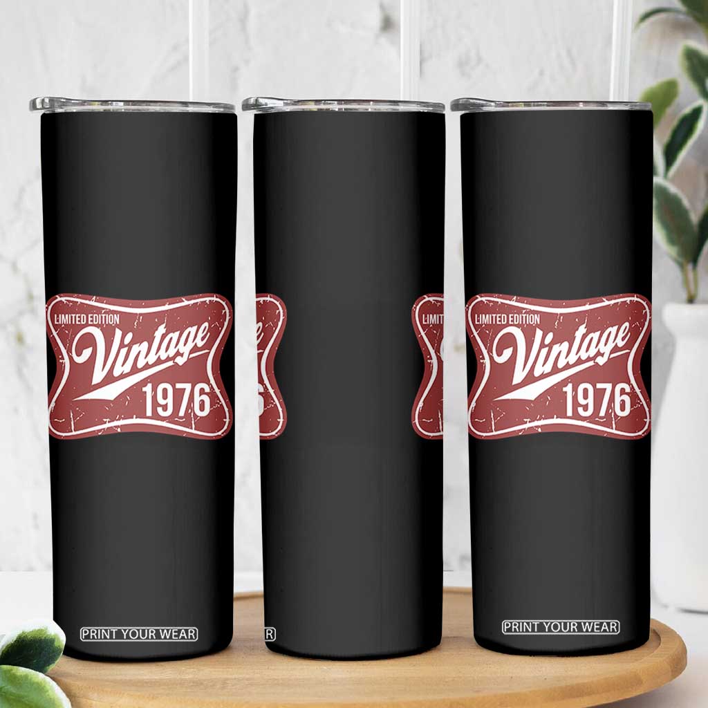 50th Birthday Beer Lover Vintage 1976 Limited Edition Skinny Tumbler Red Metal Beer Soft Sign Graphic