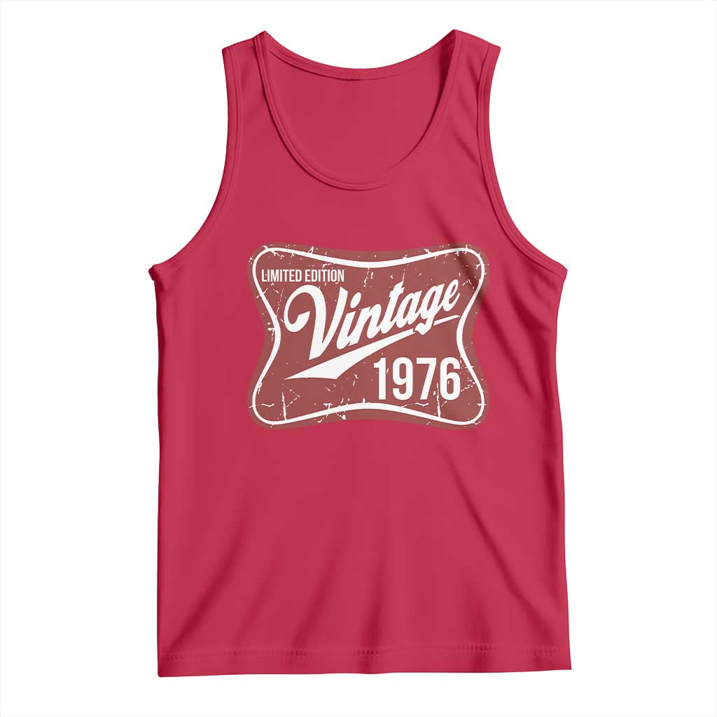 50th Birthday Beer Lover Vintage 1976 Limited Edition Tank Top Red Metal Beer Soft Sign Graphic
