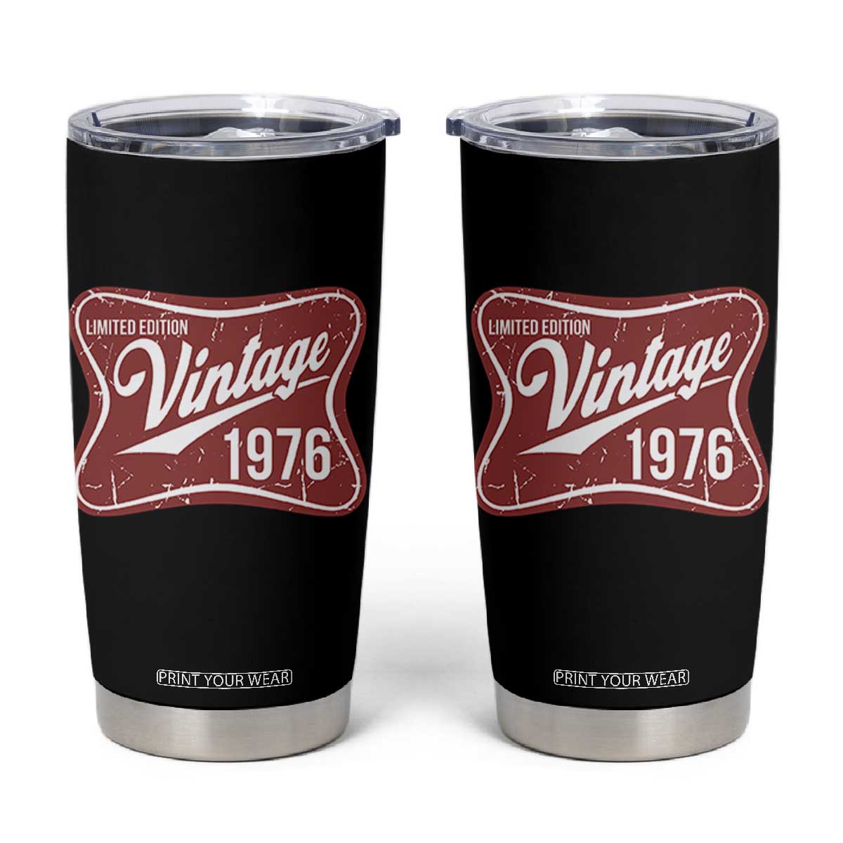 50th Birthday Beer Lover Vintage 1976 Limited Edition Tumbler Cup Red Metal Beer Soft Sign Graphic TS11 Black Print Your Wear
