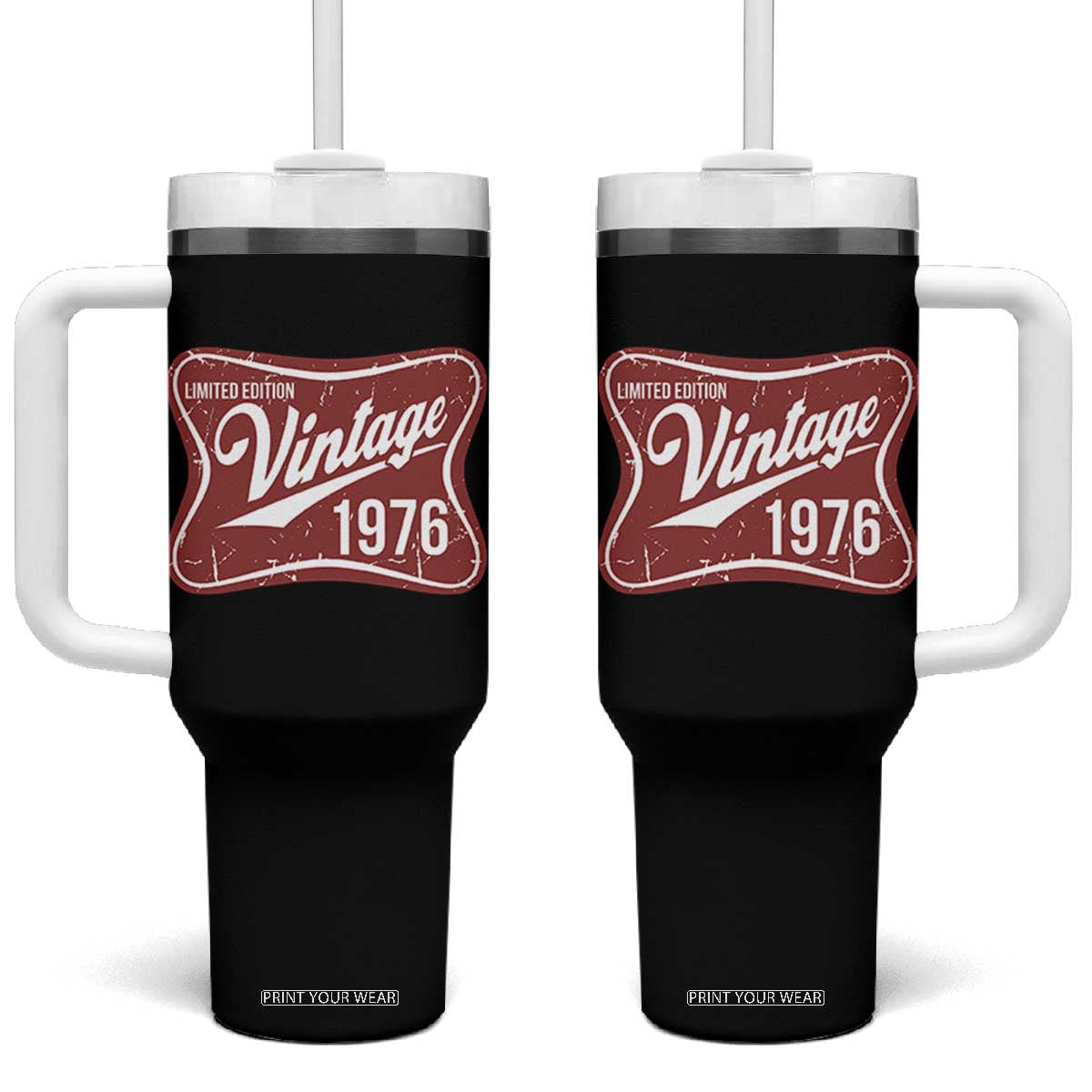50th Birthday Beer Lover Vintage 1976 Limited Edition Tumbler With Handle Red Metal Beer Soft Sign Graphic TS11 One Size: 40 oz Black Print Your Wear