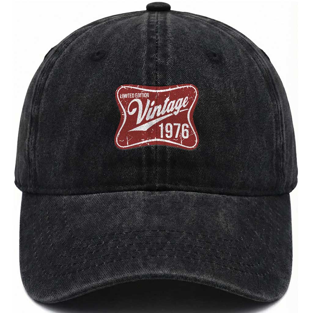 50th Birthday Beer Lover Vintage 1976 Limited Edition Washed Cotton Baseball Cap Red Metal Beer Soft Sign Graphic TS11 Print Your Wear
