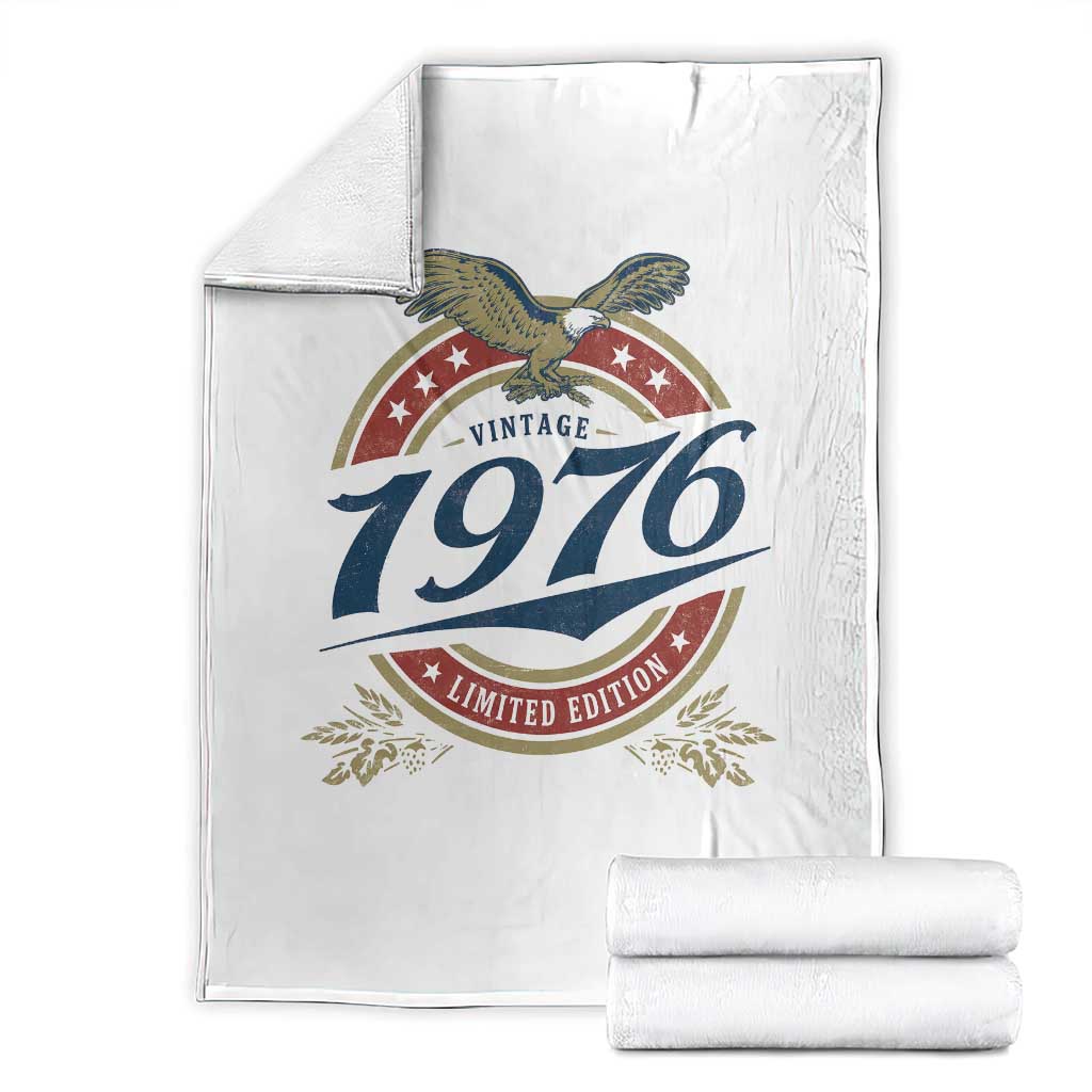 50th Birthday Beer Lover Vintage 1976 Limited Edition Throw Blanket Bald Eagle TS11 White Print Your Wear