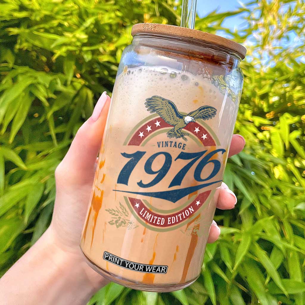 50th Birthday Beer Lover Vintage 1976 Limited Edition Glass Can Bald Eagle TS11 White Print Your Wear